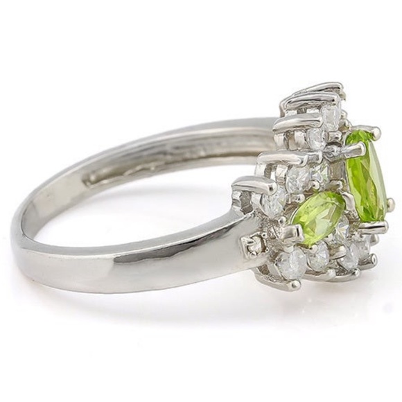 Sterling Silver Genuine Peridot & White Topaz Ring - Picture 4 of 13